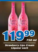 Strawberry Lips Cream Liqueur-750ml Each