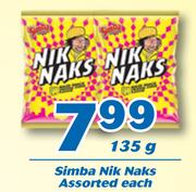 Simba Nik Naks Assorted-135g Each