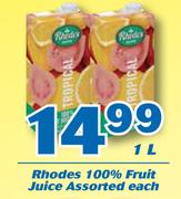 Rhodes 100% Fruit Juice Assorted-1 Ltr Each