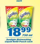 Sunlight Dishwashing Liquid Refill Pouch-750ml Each