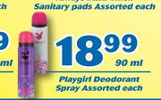 Playgirl Deodorant Spray Assorted-90ml Each