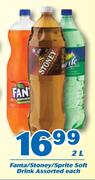 Fanta/ Stoney/ Sprite Soft Drink-2Ltr Each