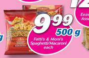 Fatti's & Moni's Spaghetti/ Macaroni-500g Each