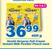 Nestle Nespray Full Cream Instant Milk Powder Pouch-400g Each