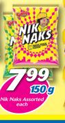 Nik Naks Assorted-150g Each