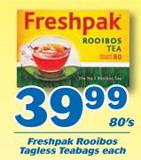 Freshpak Rooibos Tagless Teabags-80's Each