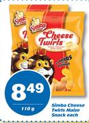 Simba Cheese Twirls Maize Snack-110g Each