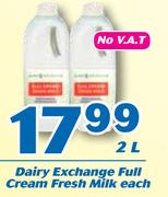 Dairy Exchange Full Cream Fresh Milk-2Ltr Each