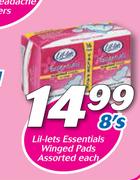 Lil-Lets Essentials Winged Pads Assorted-8's