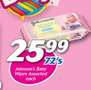 Johnson's Baby Wipes Assorted-72's