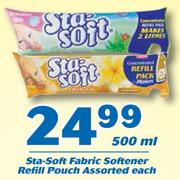 Sta-Soft Fabric Softener Refill Pouch-500ml Each