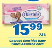 Cherubs Sensitive Baby Wipes Assorted-72's Each