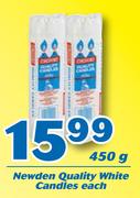 Newden Quality White Candles-450g Each