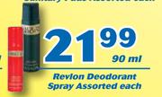 Revlon Deodorant Spray Assorted-90ml Each