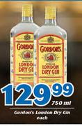 Gordon's London Dry Gin 750ml-Each