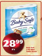 Baby Soft 2 Ply Mini Toilet Tissue-9's
