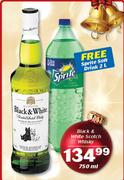 Black & White Scotch Whisky-750ml Free Sprite Soft Drink-2Ltr
