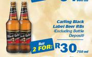 Carling Black Label Beer RBs (Excluding Bottle Deposit)-2 x 750ml