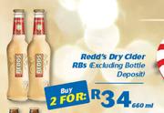 Redd's Dry Cider RBs (Excluding Bottle Deposit)-2 x 660ml