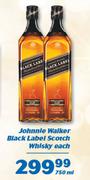 Johnnie Walker Black Label Scotch Whisky-750ml Each