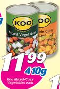 Koo Mixed/Curry Vegatables-410g Each