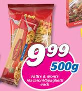 Fatti's & Moni's Macaroni/Spaghetti-500g Each