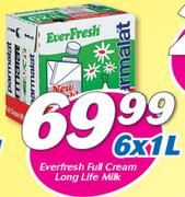 Everfresh Full Cream Long Life Milk-6x1Ltr