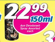 Axe Deodrant Spray-150ml Each