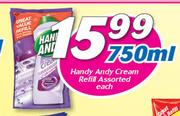 Handy Andy Cream Refill-750ml Each