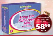 Cambridge Food Full Cream Long Life Milk-6X1Ltr