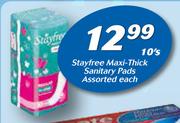Stayfree Maxi Thick Sanitary Pads-10's