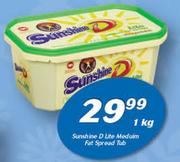 Sunshine D Lite Medium Fat Spread Tub-1kg