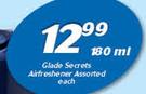Glade Secrets Airfreshener-180ml Each