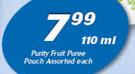 Purity Fruit Puree Pouch-110ml Each