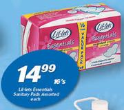 Lil-Lets Essentials Sanitary Pads 16’s-Each