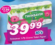 Twinsaver 1-Ply Econo Toilet Paper 10’s