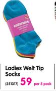 Ladies Welt Tip Socks-Per 5 Pack