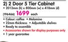 Bedford 2 Door  5 Tier Cabinet 2012x800x418mm