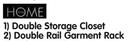 Home Double Storage Closet Or Double Rail Garment Rack-Each