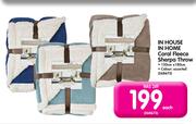 In House In Home Coral Fleece Sherpa Throw-Each