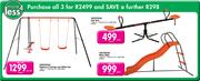 Hedstrom Neptune 2 Swings & Glider Set, See-Saw & Wavy Slide