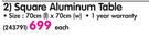 Terrace Leisure Square Aluminium Table 70x70cm-Each