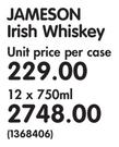 Jameson Irish Whisky-12x750ml