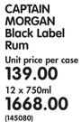 Captain Morgan Black Label Rum-12x750ml