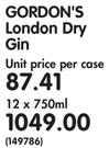 Gordon's London Dry Gin-12x750ml