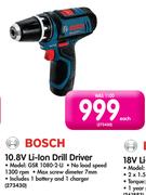 Bosch 10.8V Li-ion Drill Driver GSR 1080-2-LI