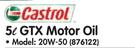 Castrol 5Ltr GTX Motor Oil 20W-50-Each