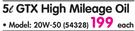  Castrol 5Ltr GTX High Mileage Oil 20W-50-Each