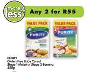 Purity Gluten Free Baby Cereal Stage 1 Maize Or Stage 2 Banana-2x450g