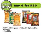 Jumpin Jack Popcorn Or Willards Big Korn Bites(All Variants)-100/200gx6g